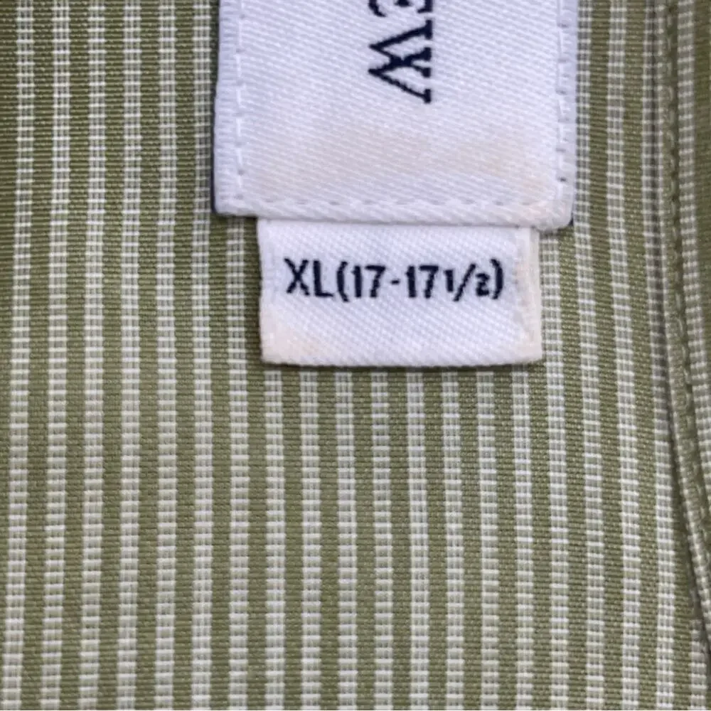 J. Crew Green And White Striped Button-Down Shirt Size XL (17 - 17 1/2)